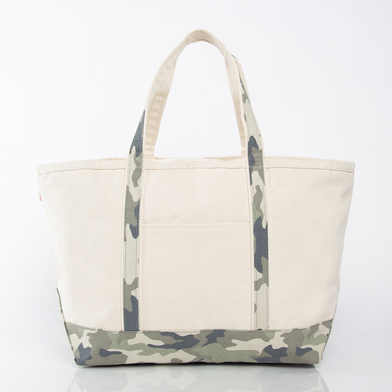 Large Classic Tote -- 18 oz. Heavyweight Durable Canvas -- Natural Canvas & Camo Color